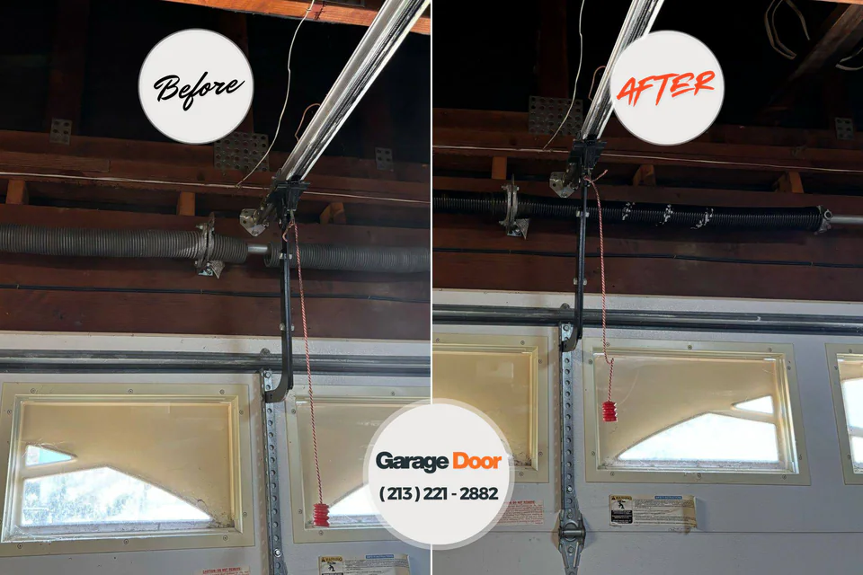 Before and after: garage door repair Columbia Heights, MN
